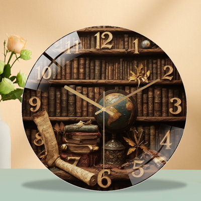 Horloge chiffres sur une étagère avec horloge murale moderne en verre 12 po