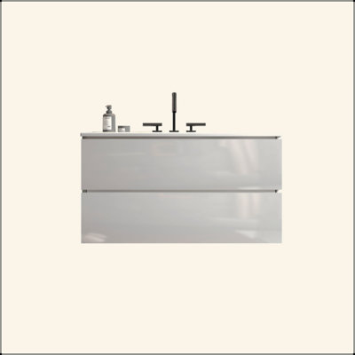 Meuble-lavabo mural de 30 po avec lavabo en céramique avec trois trous de robinet, grand meuble-lavabo flottant de rangement pour salle de bain moderne, pré-assemblé