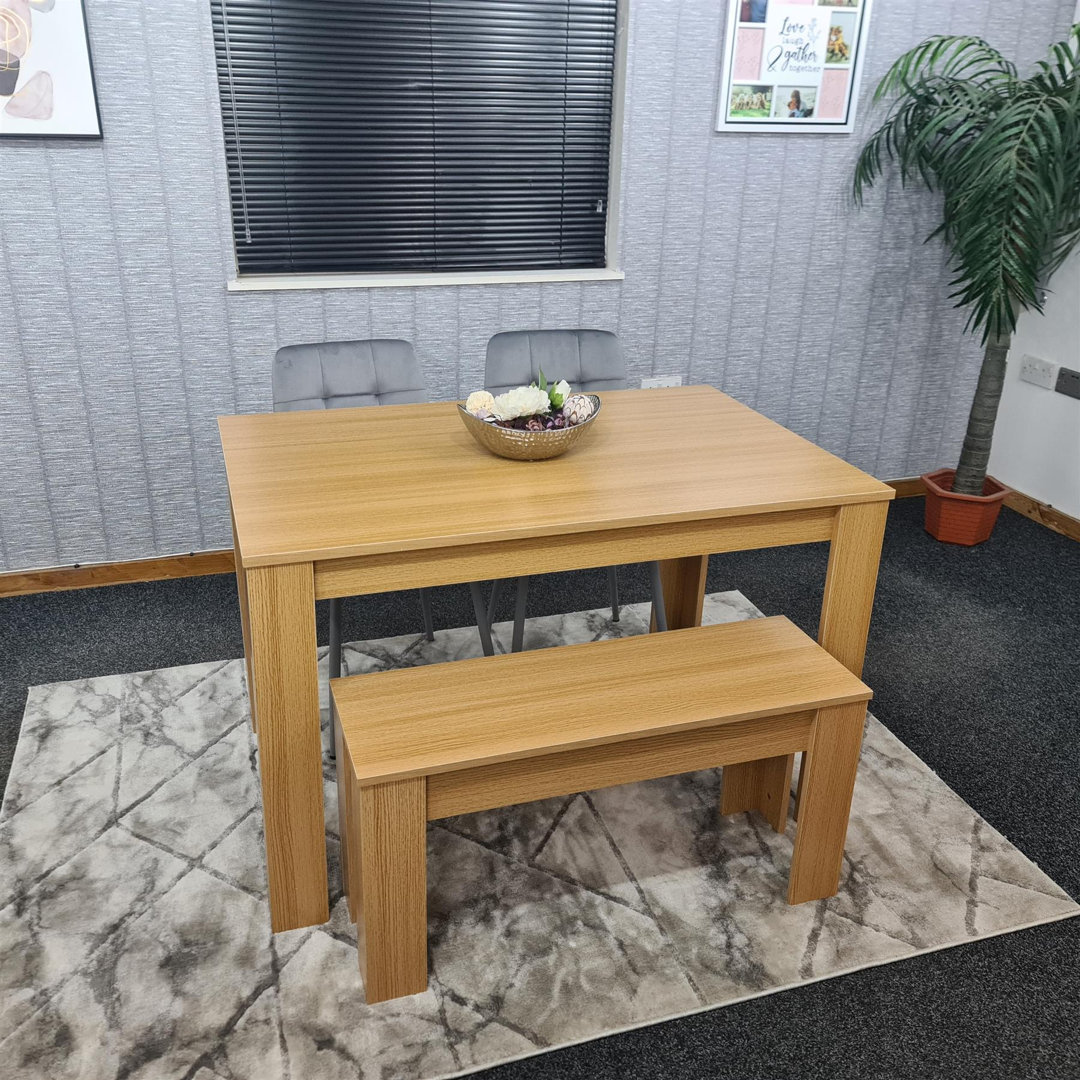 Kosy Koala - Dining Table Set - 4 Seater - Light Wood - Grey - H75 x L140 x W80 cm - Image 4