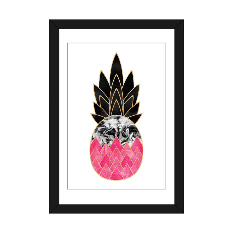 « précieux ananas ii », impression sur toile tendue, Blanc, Papier d'art encadré noir, H 32 po x l 24 po x P 1 po