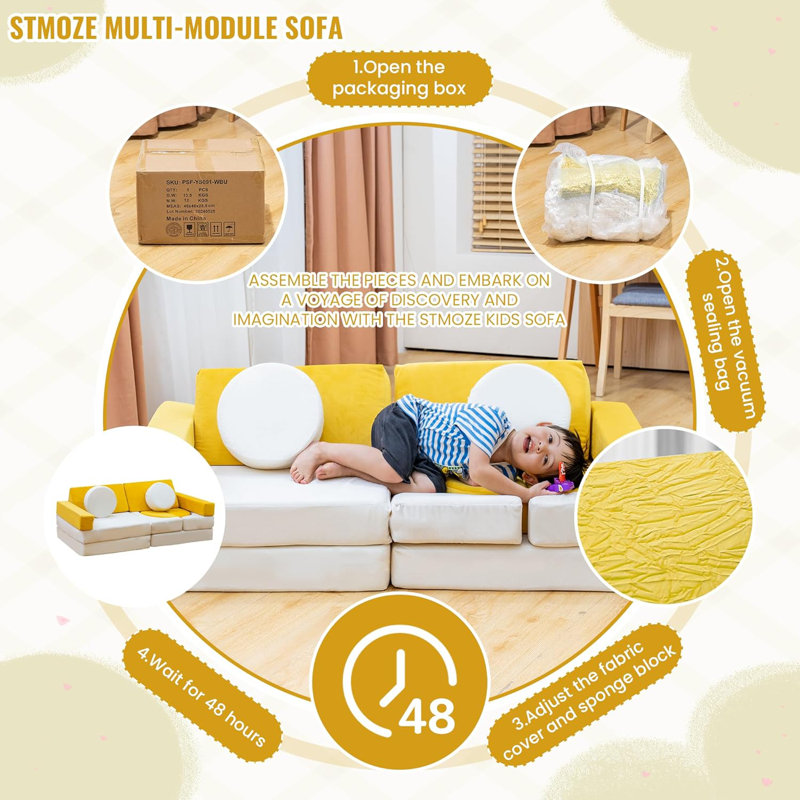 Canapé de jeu modulaire Boneless, Jaune