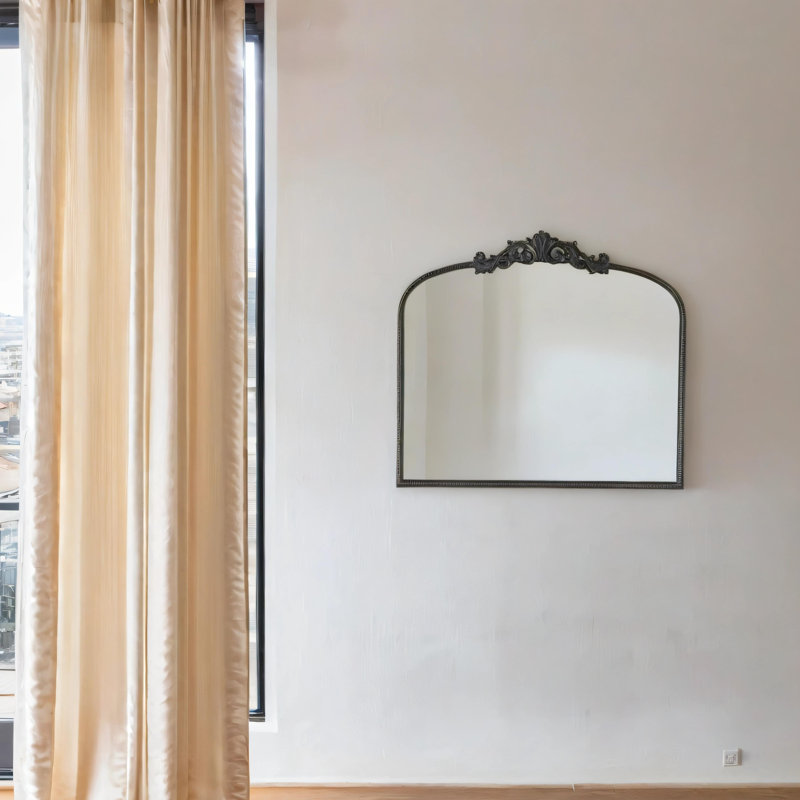Grand miroir à arche 40 po x 31 po de style classique avec cadre d'inspiration baroque pour salle de bain