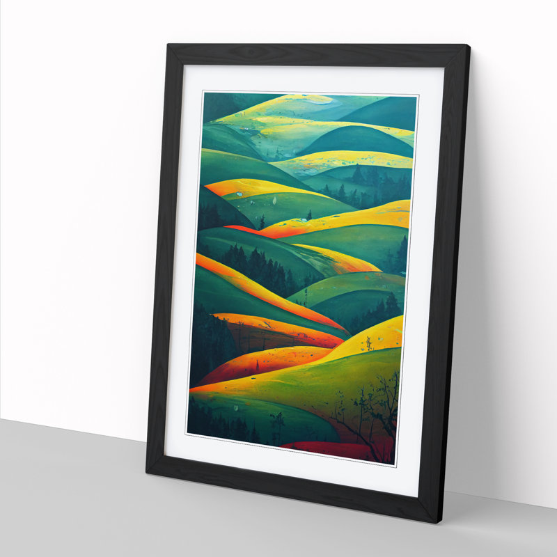 Spring Meadow Landscape 1 Piece Single Picture Frame Wall Art, 34cm H x 25cm W x 2cm D, Black