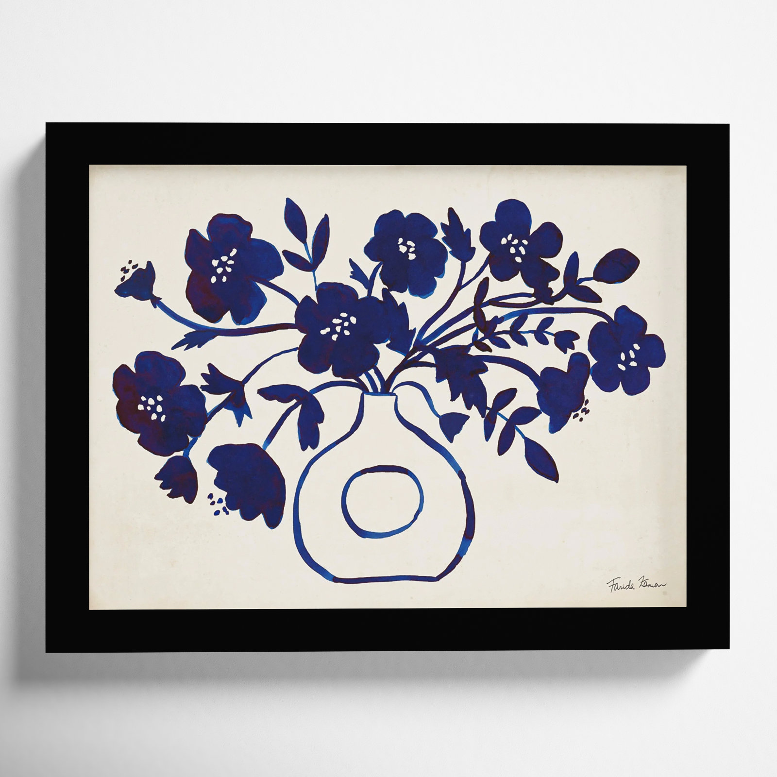 Modern Blue by Farida Zaman, 10" H x 13" W x 1" D, Black