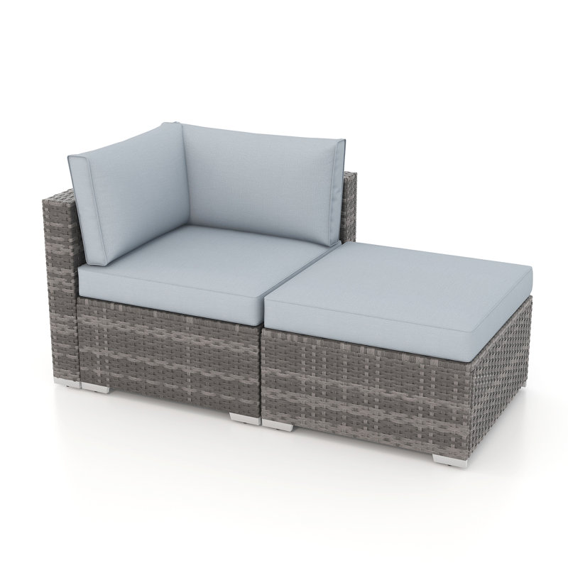 Chaise de patio avec coussins et repose-pieds, Coussin gris clair / structure grise