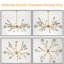 Lustre spoutnik doré 24 lumières à intensité variable avec abat-jour en verre-926276170
