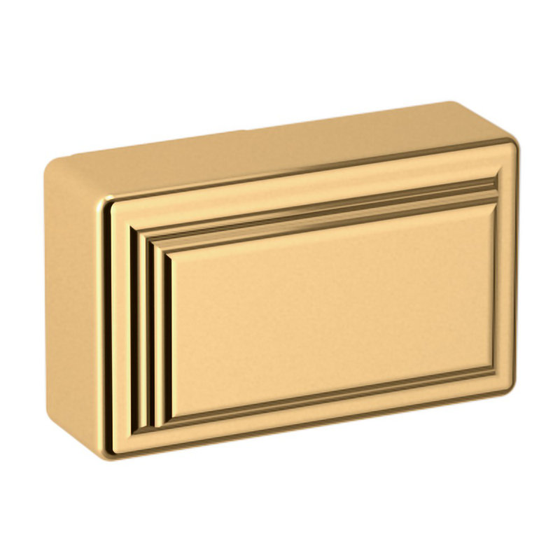 Polished Brass Rectangular Cabinet Knob with Mounting Hardware