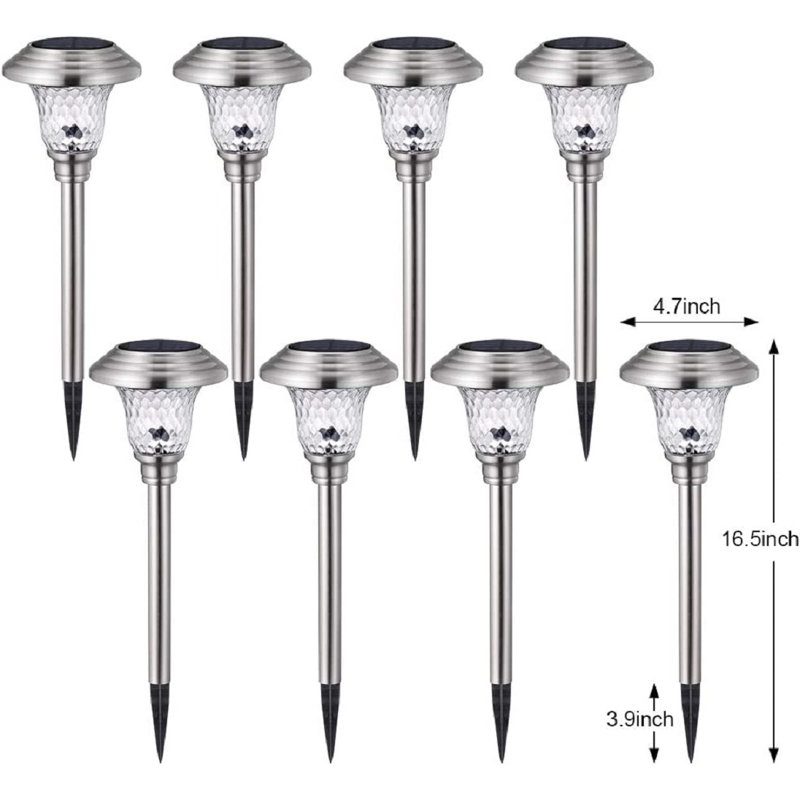 Paquet de 8 lumières de jardin imperméables à énergie solaire intégrées en métal