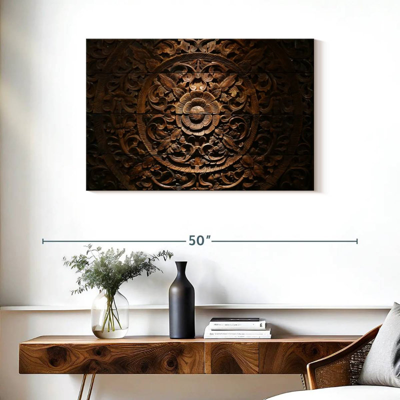 Fleurs de bois sculpté Senne, H 24 po x l 36 po
