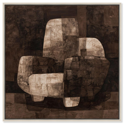 Monolithic Seat I Canvas Print Boho Brown Wall Art by Art Remedy, Silver Frame, 12 x 12