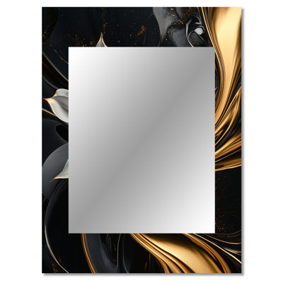 Golden Dahlia Petal Geometry IV - Dahlia Unique Wall Mirror, Traditional Mirror, Printed Metal Art