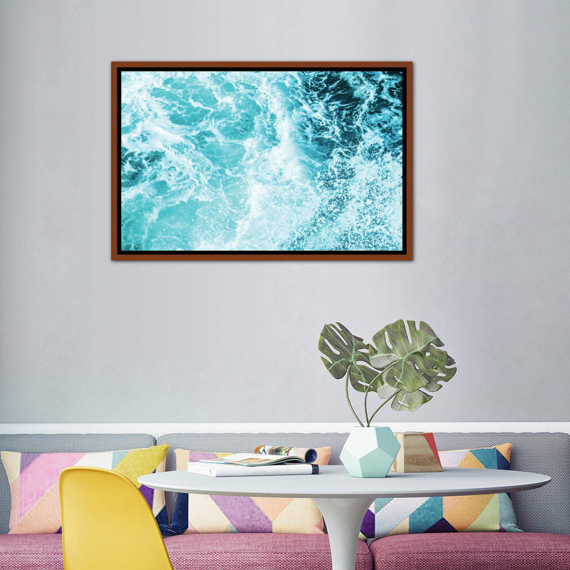«Perfect Ocean Sea Waves» - Impression sur papier avec cadre flottant, H 40 po x l 60 po x 1,5 po