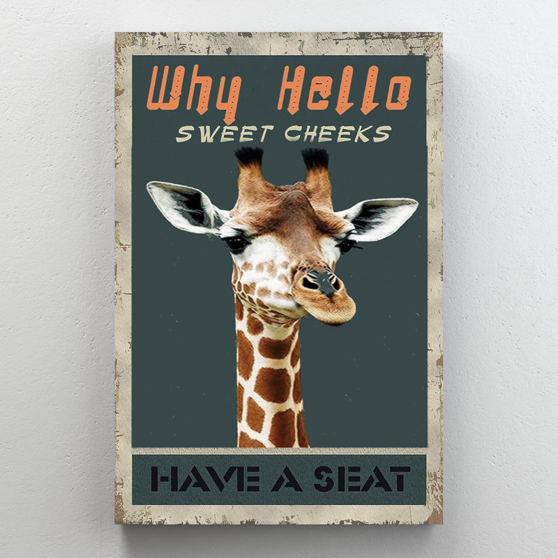 Girafe ont un siège - 1 pièce Rectangle Ar Giraffe ont un siège - 1 pièce Rectangle, impression sur toile tendue