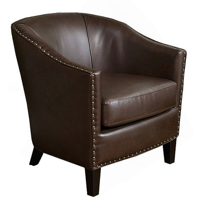 Fauteuil club en cuir reconstitué brun