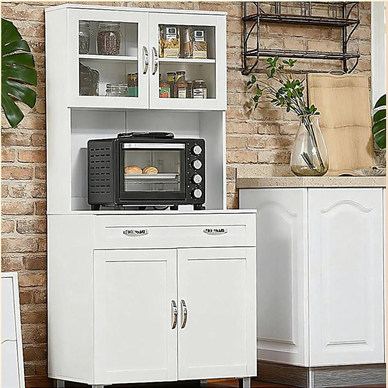 Armoire de rangement autoportante Kitchen Pantry, Blanc