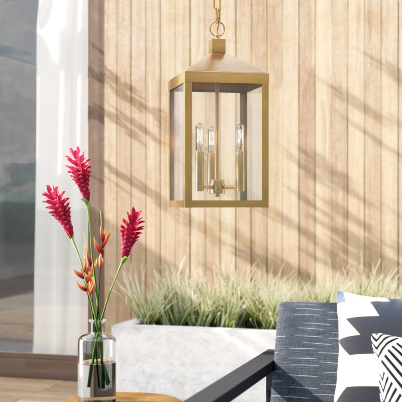 Inniss 3 - Light Outdoor Hanging Lights, Antique Brass, 18.5 H x 8.25 W x 8.25 D