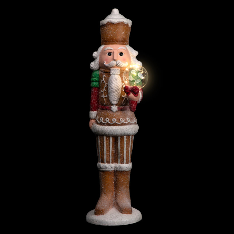 LED Lighted Glitter Christmas Nutcracker - 27", Brown/White