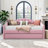 Twin Size Tufted Upholstered Daybed with Trundle ,Velvet Sofabed with USB&Type-C Charging Ports,No Box-spring Needed, Pink-1639102222