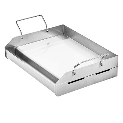 Plaque chauffante en acier inoxydable de 17 po x 13 po pour barbecue universel - Compatibilité haute température, poignées amovibles, bac à graisse, parois latérales pour chauffer, parois latérales, fêtes idéales