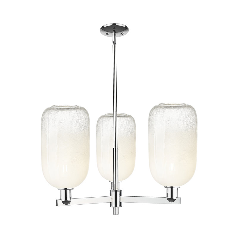 Lustre suspendu 3 lumières Gateshead, Opale, Chrome poli