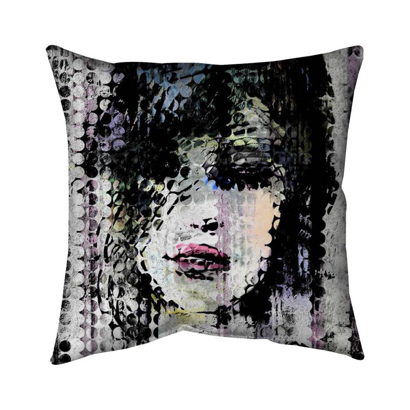 Abstract colorful woman face made from dots - 18"x18" Throw pillow cover - Poly twill - Print on demand, 18" x 18"