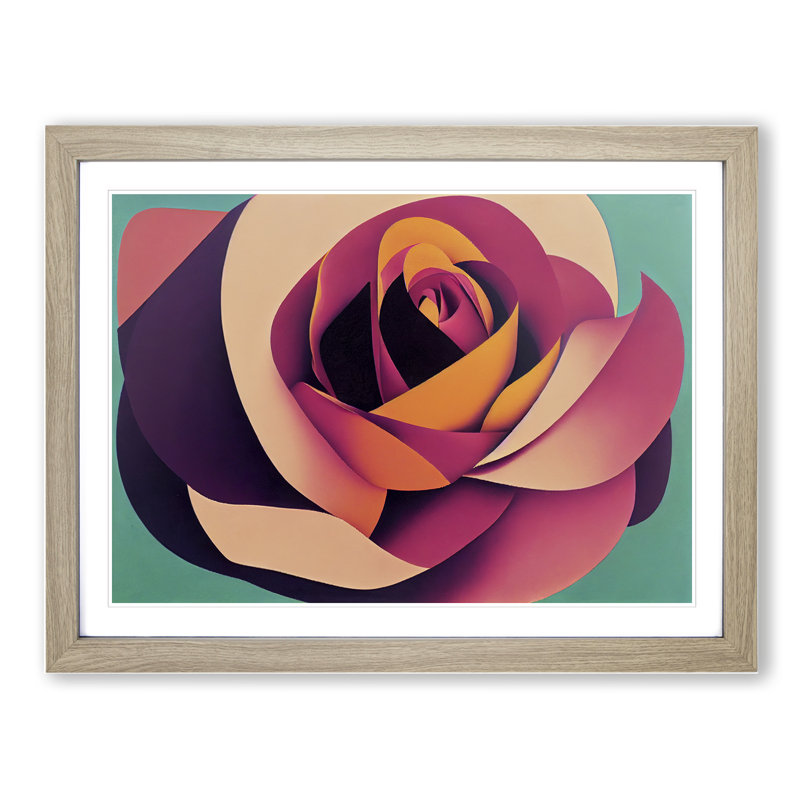 An Abstract Rose Flower Vol.1 - Single Picture Frame Print, Oak, 25cm H x 34cm W x 2cm D