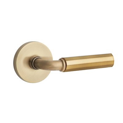Mortaise intérieure Emtek Select Passage avec rosette à disque et tige R-Bar, levier à facettes