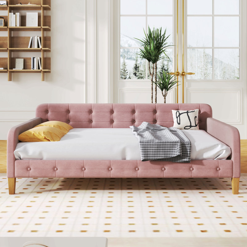 Lit de jour rembourré avec 4 pieds de soutien pour chambre d'amis