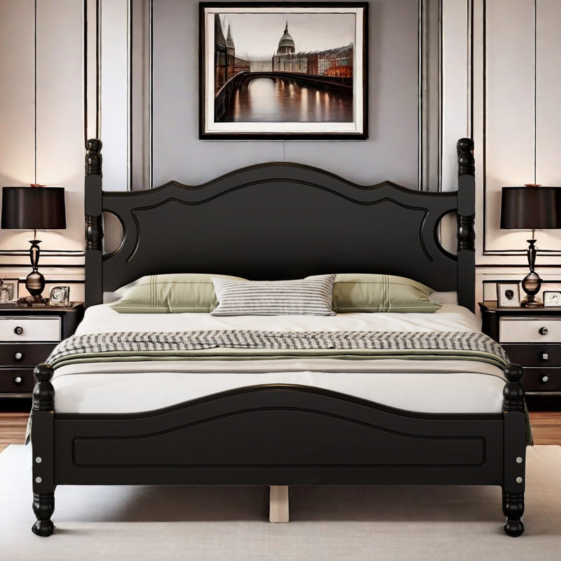 Lit plateforme Desirree, Noir, Double
