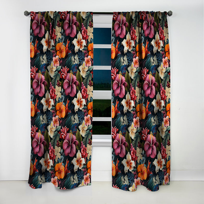 Jungle Splendor - motif tropical IV - Rideau tropical - Velours obscurcissant - 1 panneau, L 52 po x L 95 po