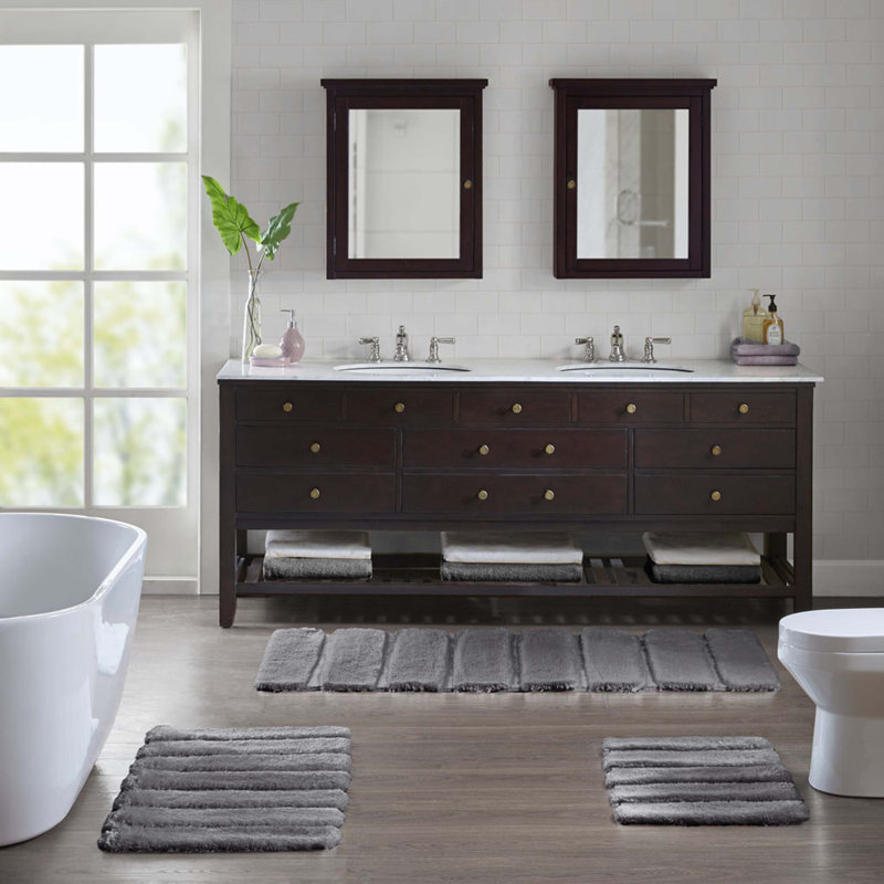 Tapis de salle de bain, Simple - L 58 po x l 24 po, Gris