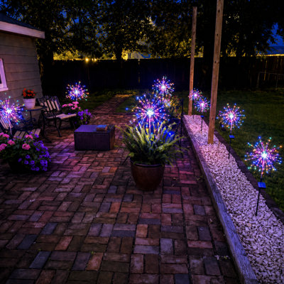 8 Modes Solar Firework Lights Outdoor Waterproof 120 LED Garden Landscape Light for 4th of July Decorations