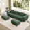 Canapé modulaire en U à 3 places avec passepoil à bordure française, sans assemblage requis, canapé 3 places avec coussins décoratifs et 2 repose-pieds mobiles, tissu de velours