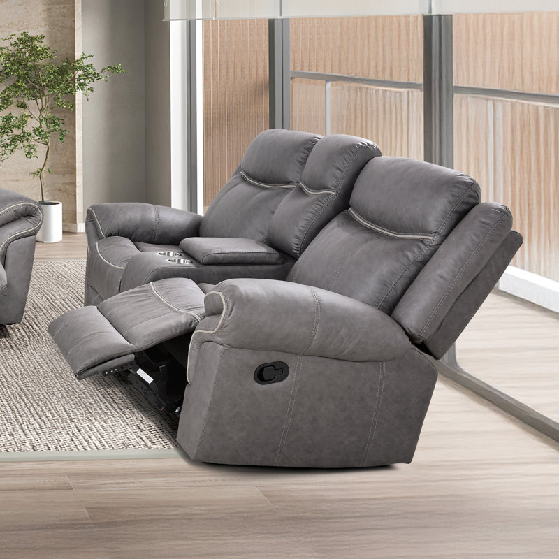 Caenas 79'' Upholstered Manual Glider Reclining Loveseat, Gray