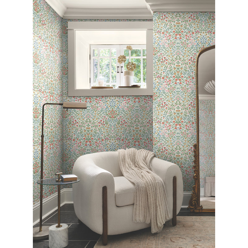 Papier peint Garden Terrace, Blanc / vert / bleu / rouge