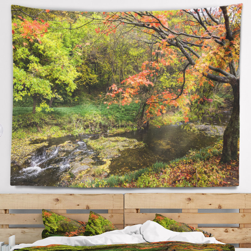Paysage avec des arbres aux couleurs vives, H 50 po x l 60 po
