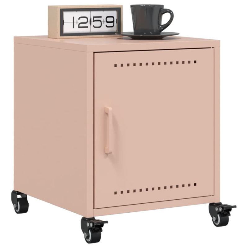 Preslei 36cm W Steel Bedside Table, Pink, Individual
