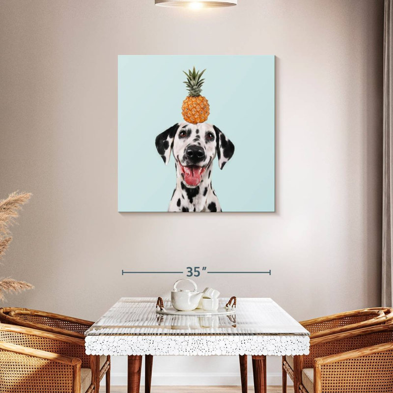Crowle ananas sur dalmatien, H 36 po x l 36 po