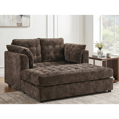 Chaise longue 54 po en chenille avec structure en bois massif