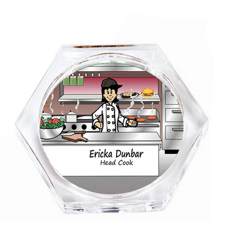 Ensemble de 4 sous-verres personnalisables Chef féminin - Sous-verres sans chapeau, Oui