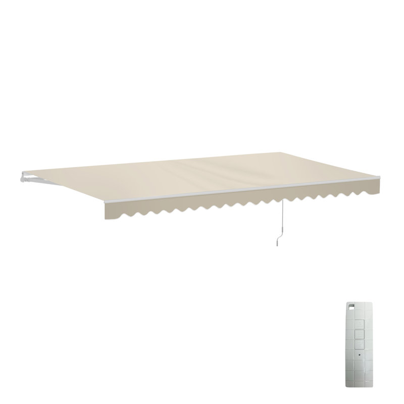 Auvent d'extérieur motorisé rétractable avec structure blanche ALEKO, Crème ivoire, 20' W x 10' D
