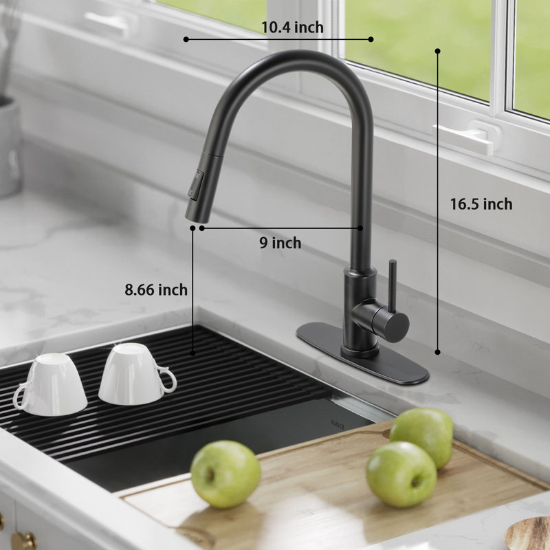Robinet de cuisine escamotable Wesinus, Noir mat