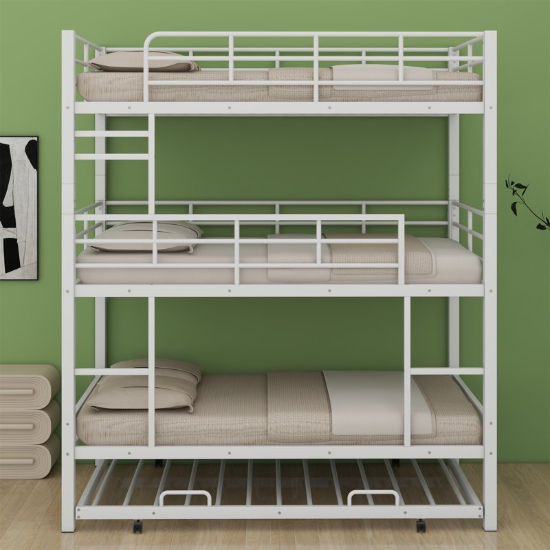 Alverne Triple Bunk Bed With Trundle, White