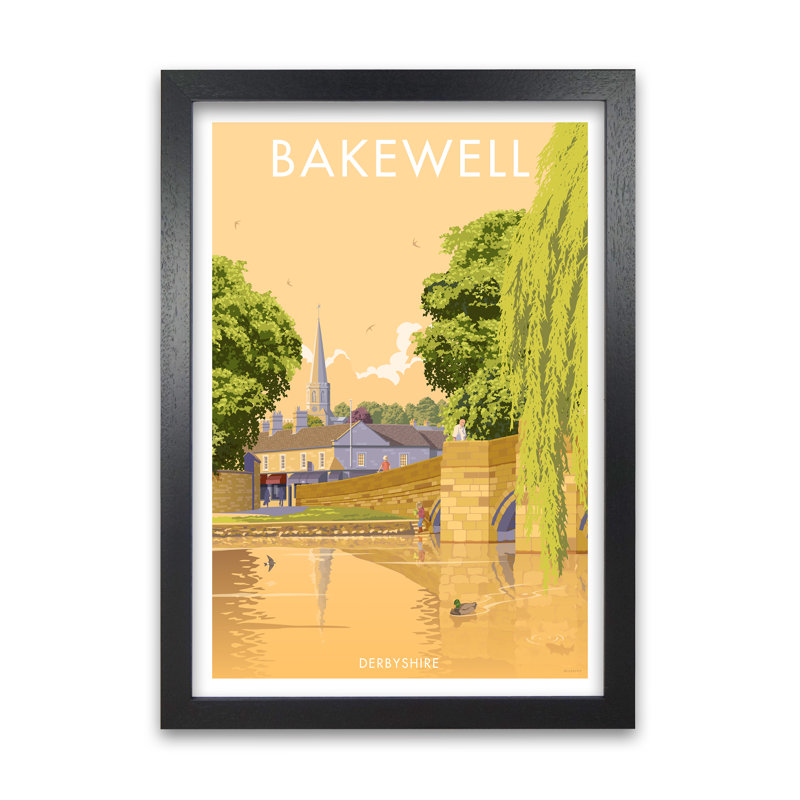 Derbyshire Bakewell by Stephen Millership - Print, 29.7 cm H x 21 cm W x 5 cm D, Black