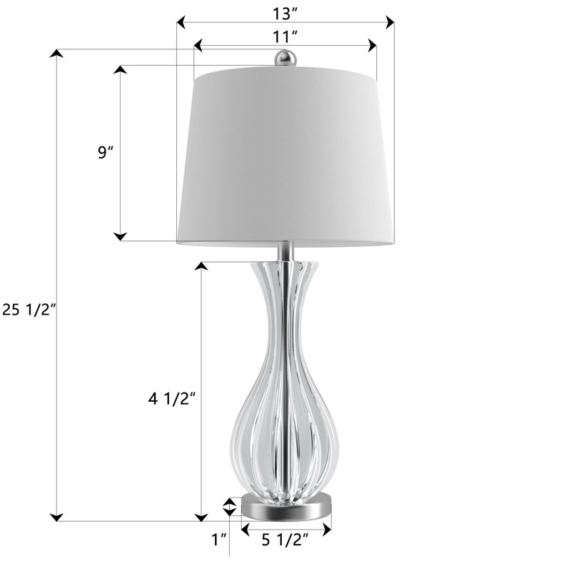 Ursuline 25.5'' Bedside Table Lamp Set with Metal Base, White