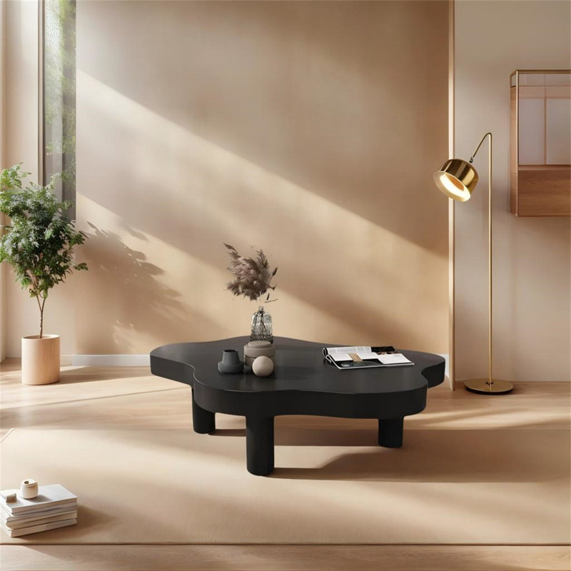 43.3-inch Nordic light luxury three-legged larch solid wood cloud-shaped coffee table, living room side table, all solid wood frame