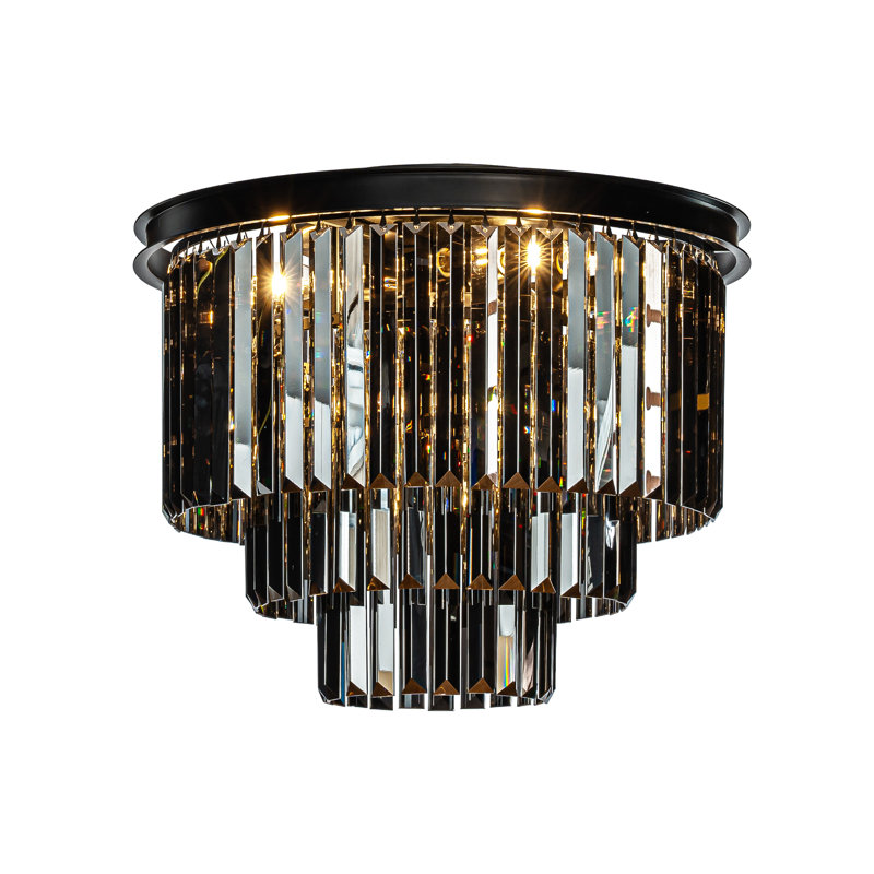 Plafonnier encastré en cristal Klint Interior, Noir mat, Fumée