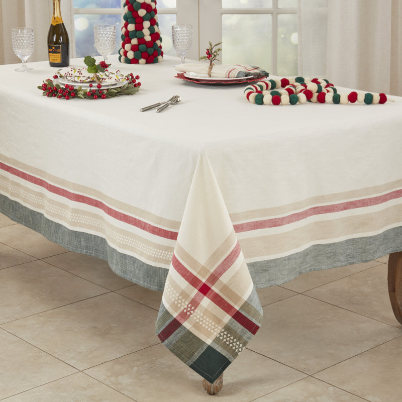 Merry Pines Dobby Tablecloth, 65" W x 120" L