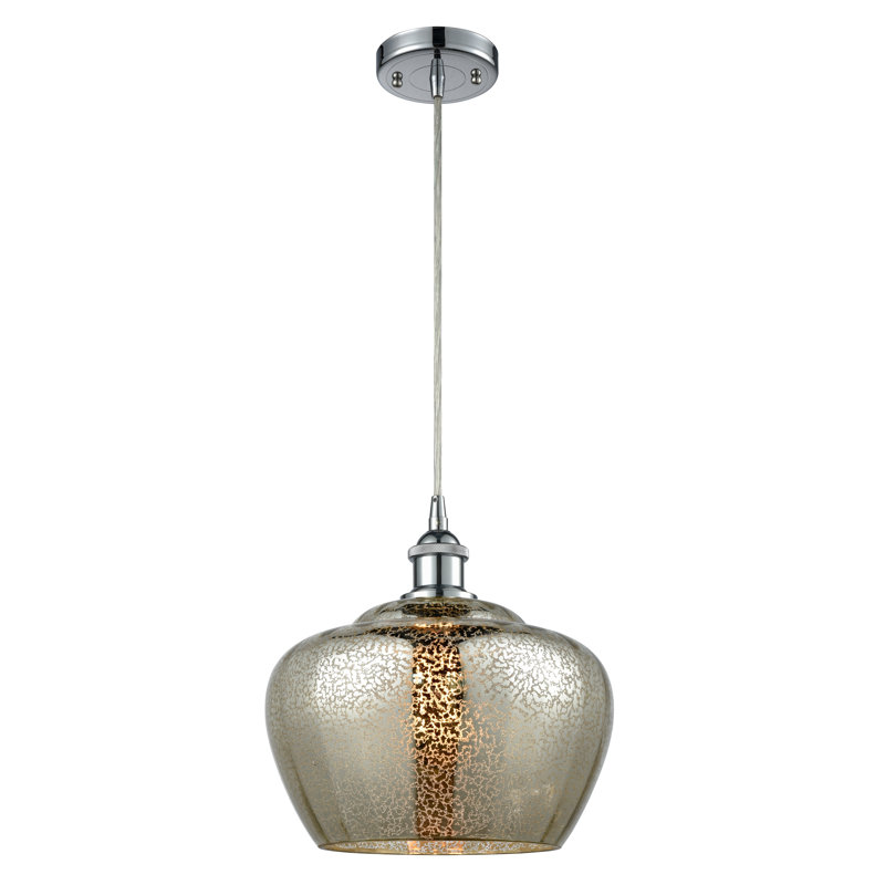 Mini-luminaire suspendu 1 lumière à cordon 11 po Ballston Fenton, Mercure, Chrome poli, Ampoule non incluse