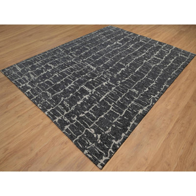 8'x10'1" Charcoal Black Nepali Weave Pure Wool Hand Knotted Oriental Rug B516918439384EAFB9BA84A37AB6F3C1